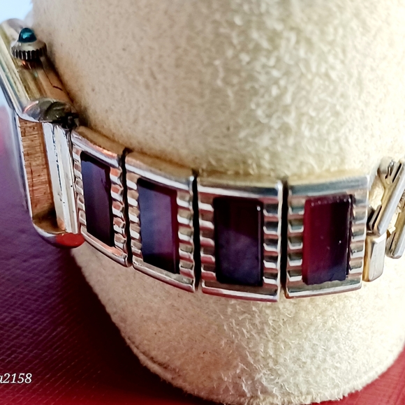 *SOLD* Ladies Cartier Gold-Tone Watch With 8 Garnet Panels VERY Old - Picture 11 of 14